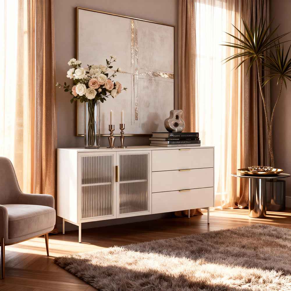 Lummer-kommode med låger og skuffer, 181 x 83, i moderne stil – i indretningen