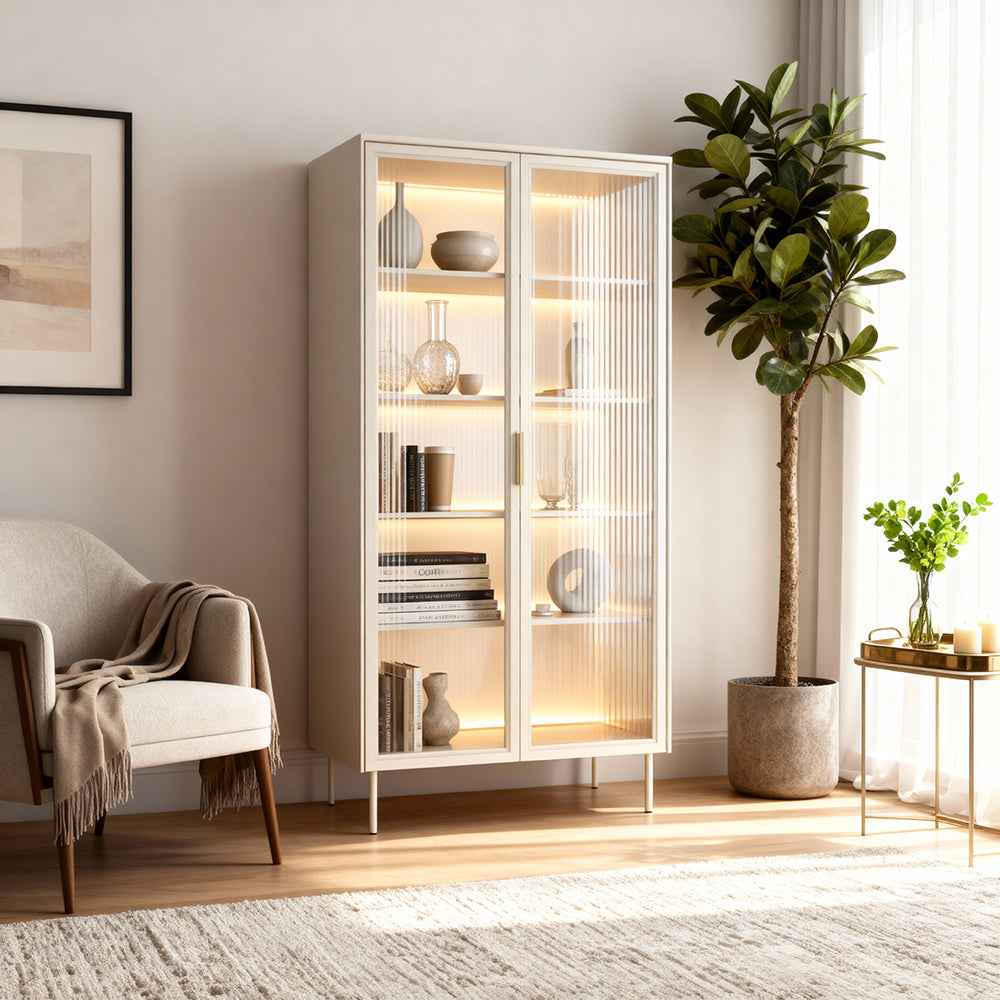 Lummer-vitrineskab til stuen, med glasfront, 91 x 195 cm, i moderne stil – i indretningen