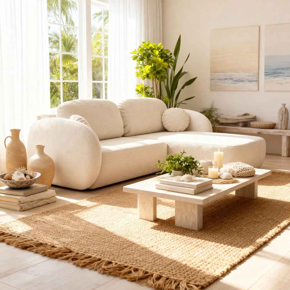 Olemo DL-hjørnesofa med sovefunktion, 248 cm, i moderne stil, Aragon-stof – i indretningen