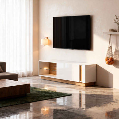 Armelia TV-bord til fjernsyn, 138x46, i glamour-stil – i indretningen