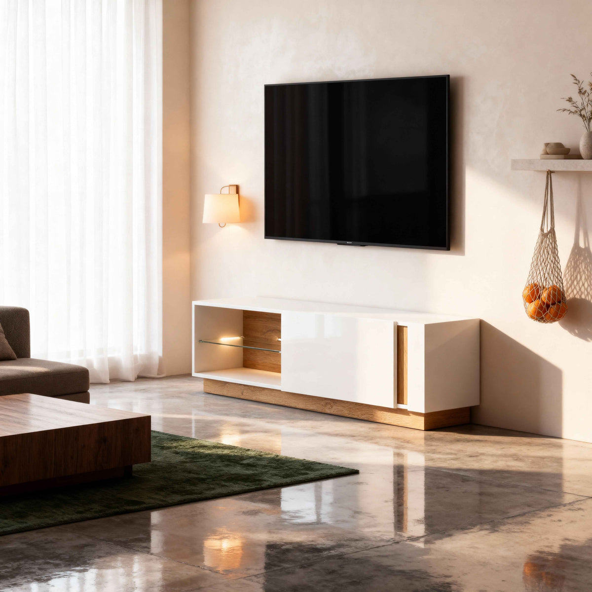 Armelia TV-bord til fjernsyn, 138x46, i glamour-stil – i indretningen