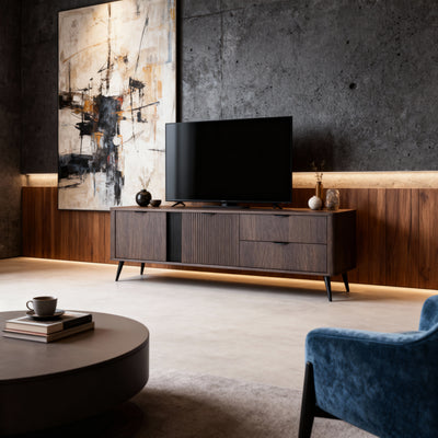 Velia TV-bord til fjernsyn, 195x61, i japandi-stil – i indretningen