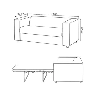 July 2-personers sofa med sovefunktion, 174 cm – billede 12
