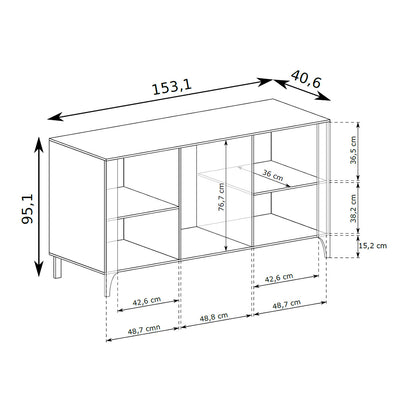 EKLIPSO-kommode 153x95 med frontpaneler i fiskebensmønster i moderne stil – måltegning | Pillovely