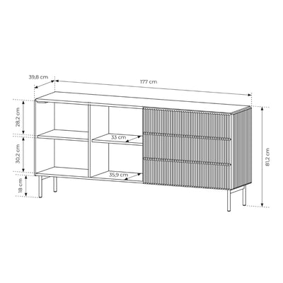 MuzZI-kommode med låger og skuffer, 177 x 81, i moderne stil – billede 6