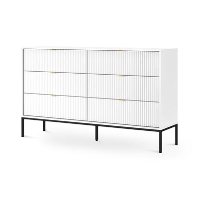 Kommode med skuffer, 154 x 91, i glamour-stil | Roza, hvid, sort