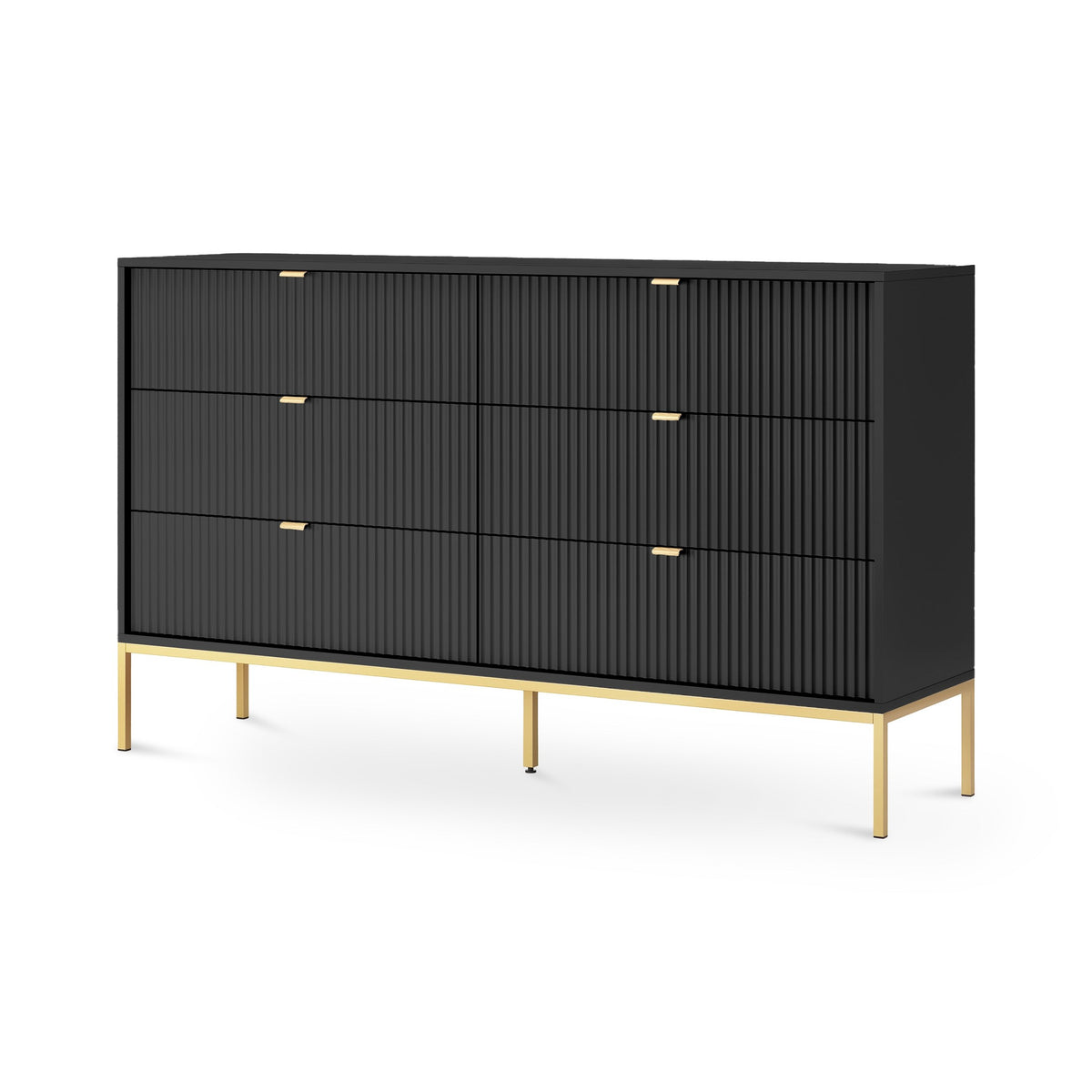Komoda z szufladami 154x91 w stylu glamour | Roza Czarny Złota