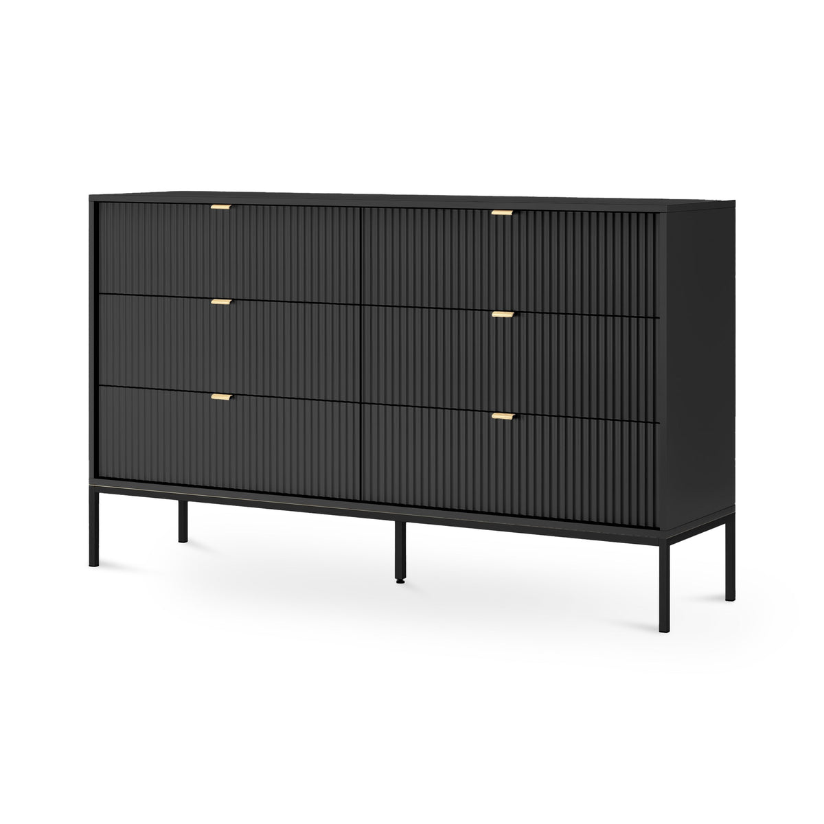 Komoda z szufladami 154x91 w stylu glamour | Roza Czarny Czarny