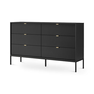 Komoda z szufladami 154x91 w stylu glamour | Roza Czarny Czarny