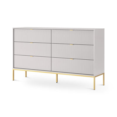 Kommode med skuffer, 154 x 91, i glamour-stil | Roza, grå, guld