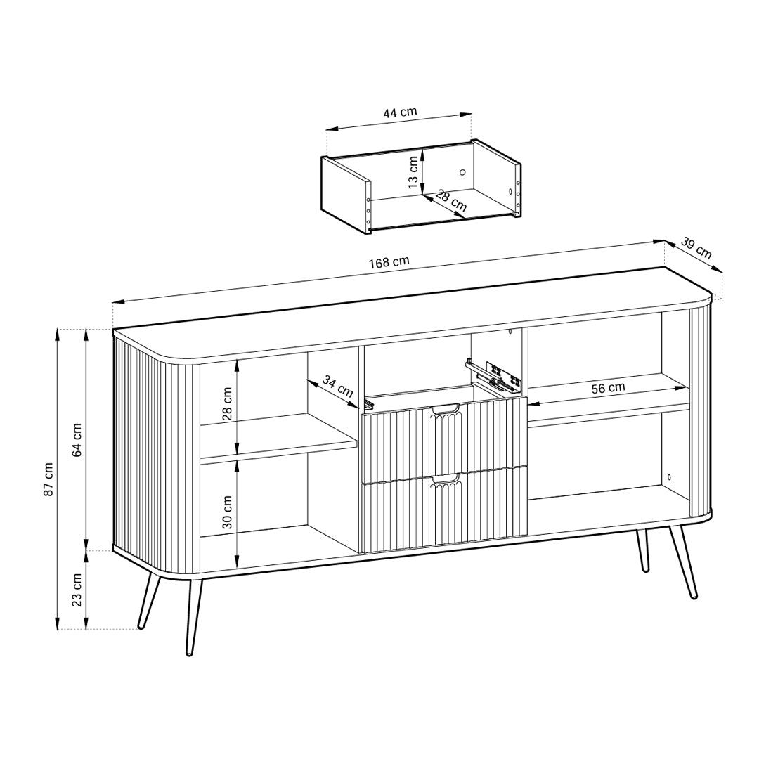 Eva-kommode med låger og skuffer, 168x87, i moderne stil – billede 11