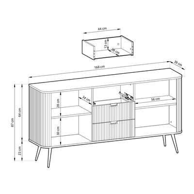 Eva-kommode med låger og skuffer, 168x87, i moderne stil – billede 11