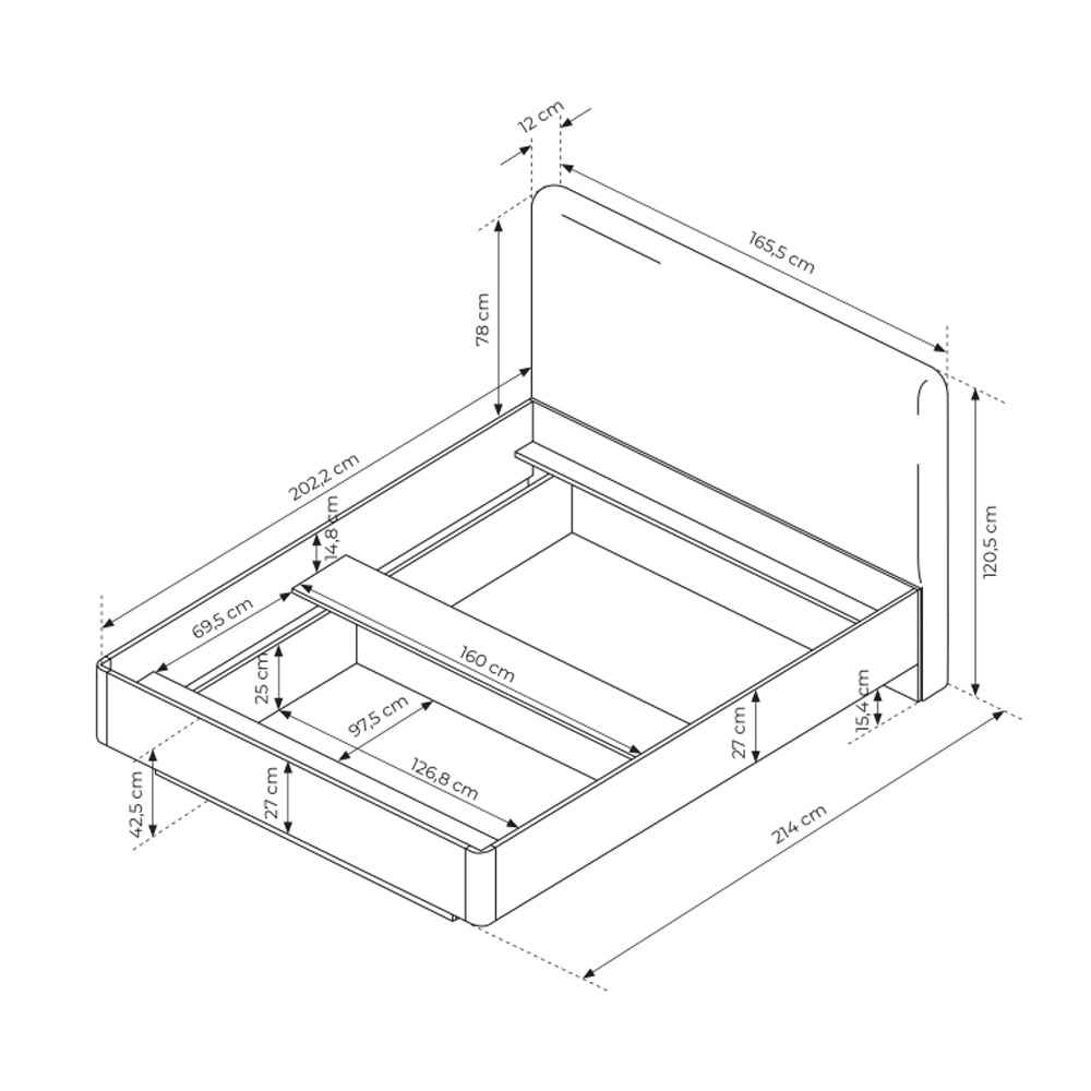 Laanti-polsterseng med opbevaringsrum, 160x200, i moderne stil – billede 5