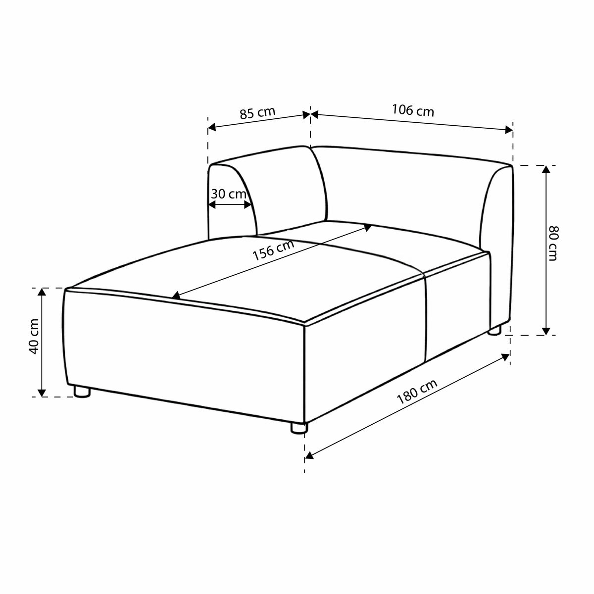 Sofa modułowa BRICK Moduł L Prawo