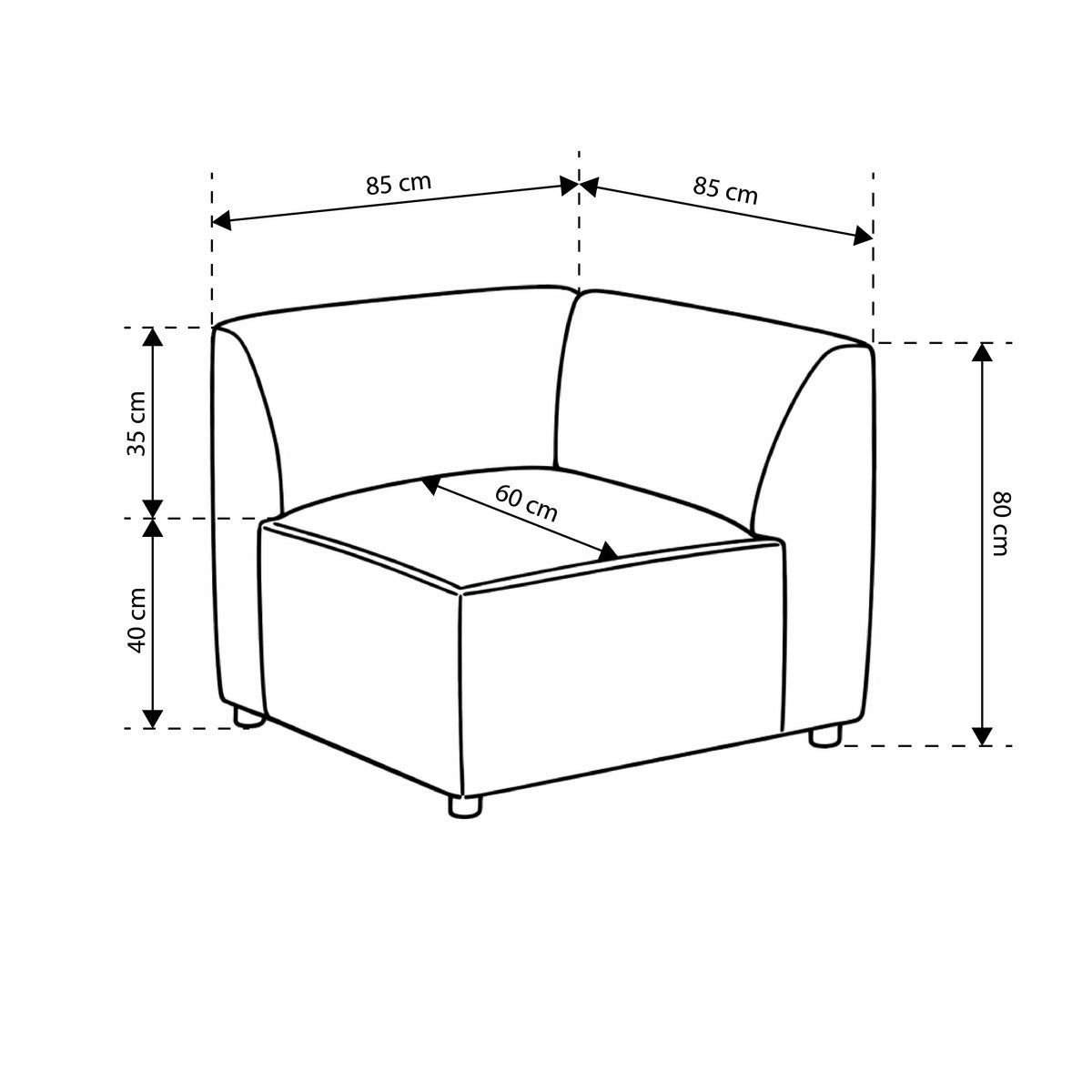 Sofa modułowa BRICK Moduł M Prawo