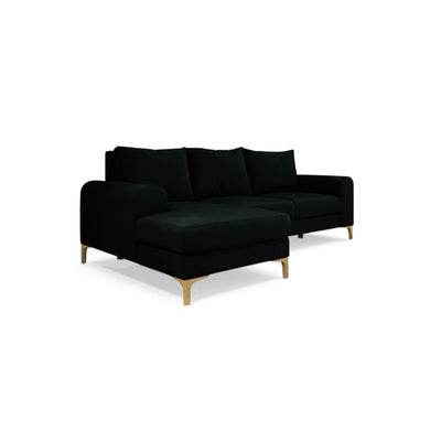 Hjørnesofa Arpelo 245x145 venstrevendt Blæksort (MANILA 18) på guldben – hjørnesofa til stuen