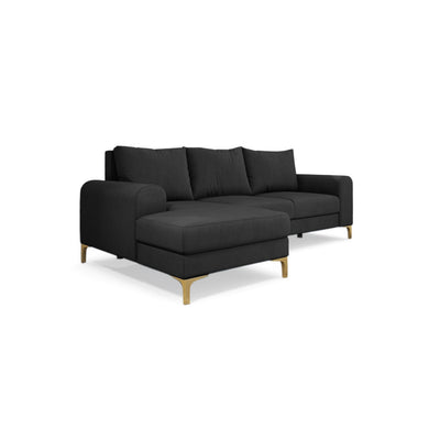 Hjørnesofa Arpelo 245x145 venstrevendt Grafitgrå (MANILA 19) på guldben – hjørnesofa med sovefunktion