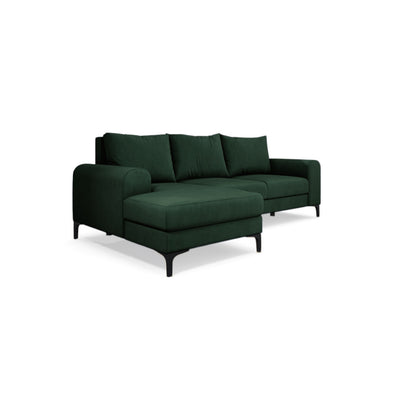 Hjørnesofa Arpelo 245x145 venstrevendt Skovmos (MANILA 35) på sorte ben – moderne hjørnesofa i boho-stil