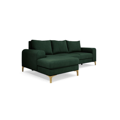 Hjørnesofa Arpelo 245x145 venstrevendt Skovmos (MANILA 35) på guldben – moderne hjørnesofa i boho-stil