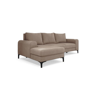 Hjørnesofa Arpelo 245x145 venstrevendt Pudret Valnød (MANILA 02) på sorte ben – hjørnesovesofa i velour