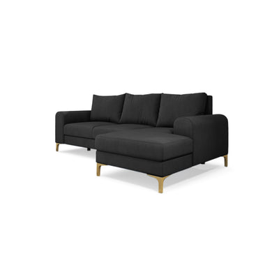 Hjørnesofa Arpelo 245x145 højrevendt Grafitgrå (MANILA 19) på guldben – hjørnesofa med sovefunktion