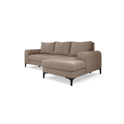 Hjørnesofa Arpelo 245x145 højrevendt Pudret Valnød (MANILA 02) på sorte ben – hjørnesovesofa i velour