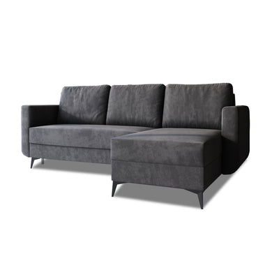 Forra-hjørnesofa 235 cm, grafitgrå (MANILA 19), højreudgave med høje sorte ben