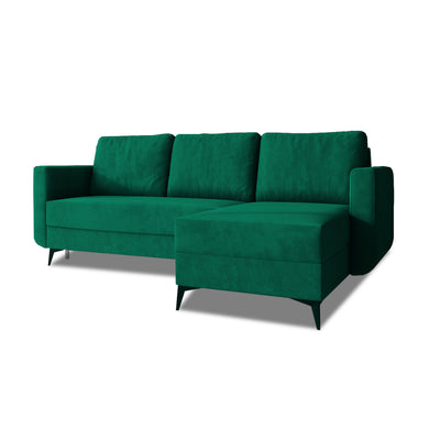 Forra-hjørnesofa 235 cm, skovmos (MANILA 35), højreudgave med høje sorte ben