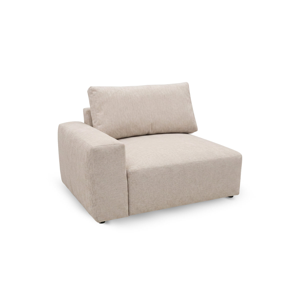 Modul med armlæn til hjørnesofaen Iskeli i farven Creamy Taupe (ARAGON 03) – modul på 128 × 109 cm med rygpude