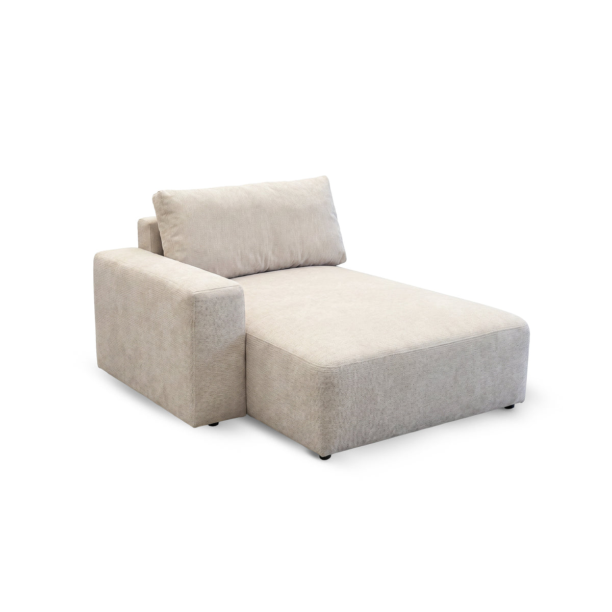 Ottoman med armlæn fra det modulære hjørnesofa-sæt Iskeli, cremefarvet taupe (ARAGON 03) – modul 128 × 156 cm