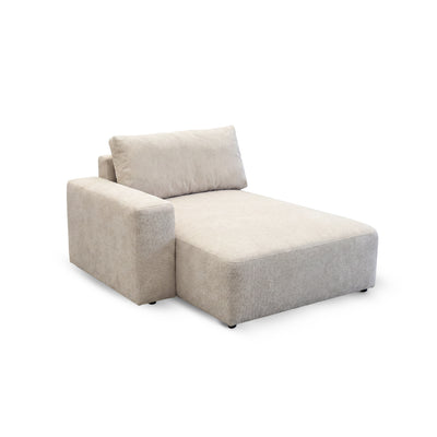 Ottoman med armlæn fra det modulære hjørnesofa-sæt Iskeli, cremefarvet taupe (ARAGON 03) – modul 128 × 156 cm