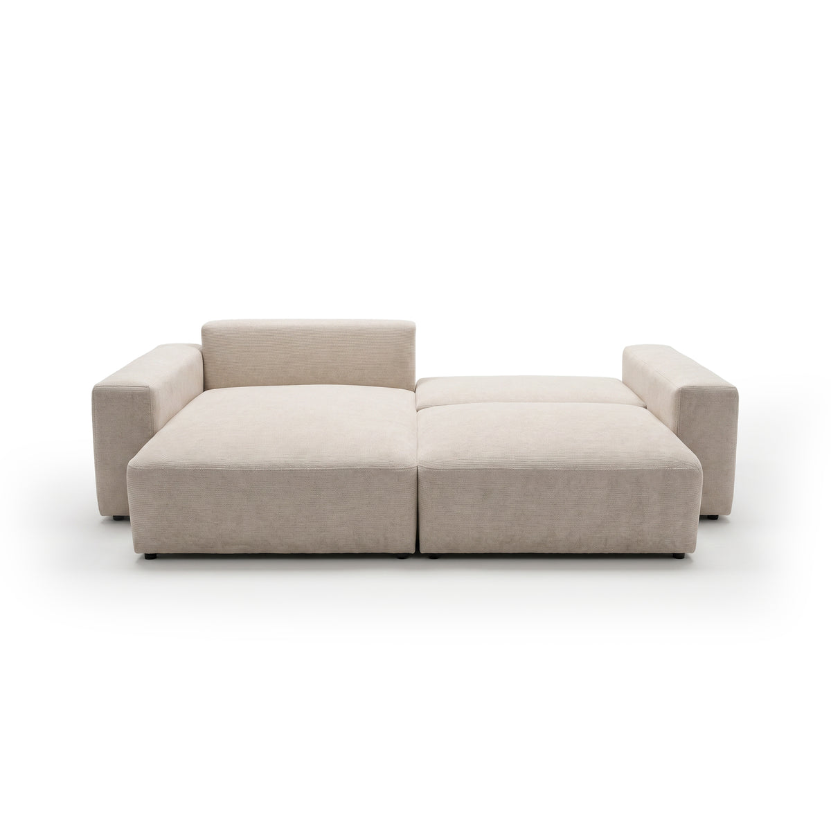 Iskeli modulær hjørnesofa i cremefarvet taupe (ARAGON 03), venstrevendt når den er udklappet – hjørnesofa med sovefunktion, automatisk udklapning
