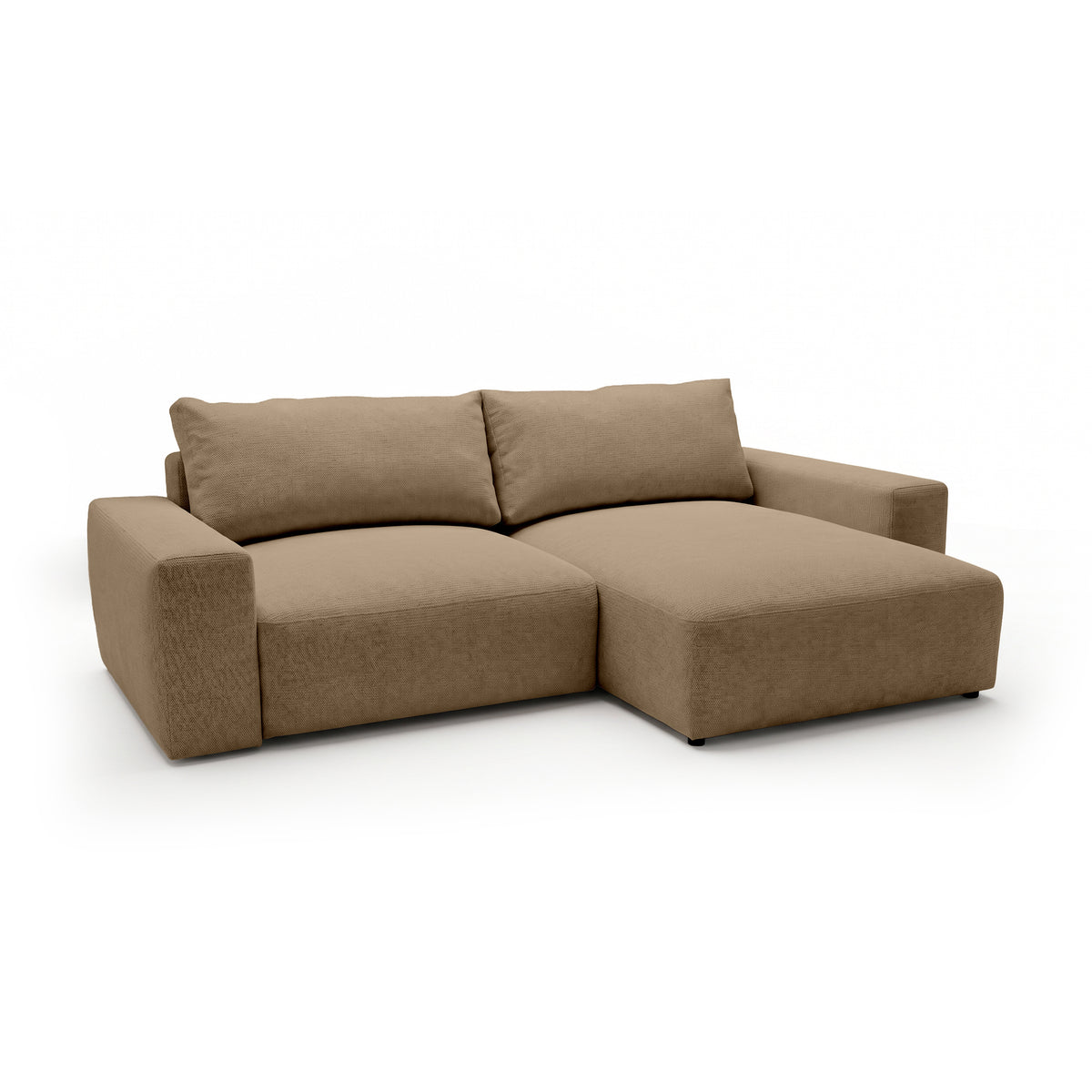 Modulær hjørnesofa Iskeli Valnøddebeige (ARAGON 14) højrevendt, set skråt – hjørnesofa med chaiselong i Aragon-stof