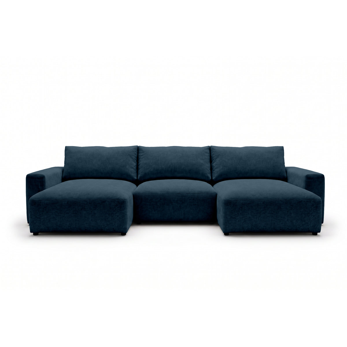 Modulær U-sofa Iskeli 361 cm Blækgranit (ARAGON 74) set forfra – sofa med to chaiselonger i Aragon-stof