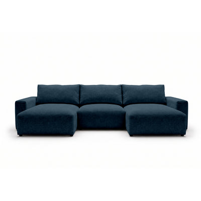 Modulær U-sofa Iskeli 361 cm Blækgranit (ARAGON 74) set forfra – sofa med to chaiselonger i Aragon-stof