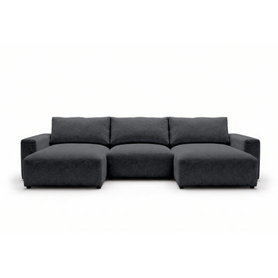 Modulær U-sofa Iskeli 361 cm Mørk Aske (ARAGON 93) set forfra – sofa med to chaiselonger i Aragon-stof