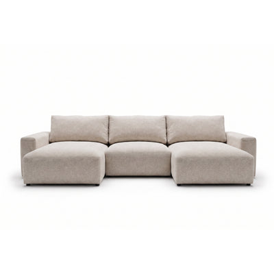 Modulær U-sofa Iskeli 361 cm Cremet Taupe (ARAGON 03) set forfra – to chaiselonger og midtermodul