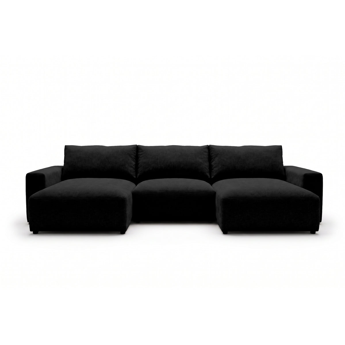 Modulær U-sofa Iskeli 361 cm Ravnedybde (ARAGON 99) set forfra – sofa med to chaiselonger i Aragon-stof