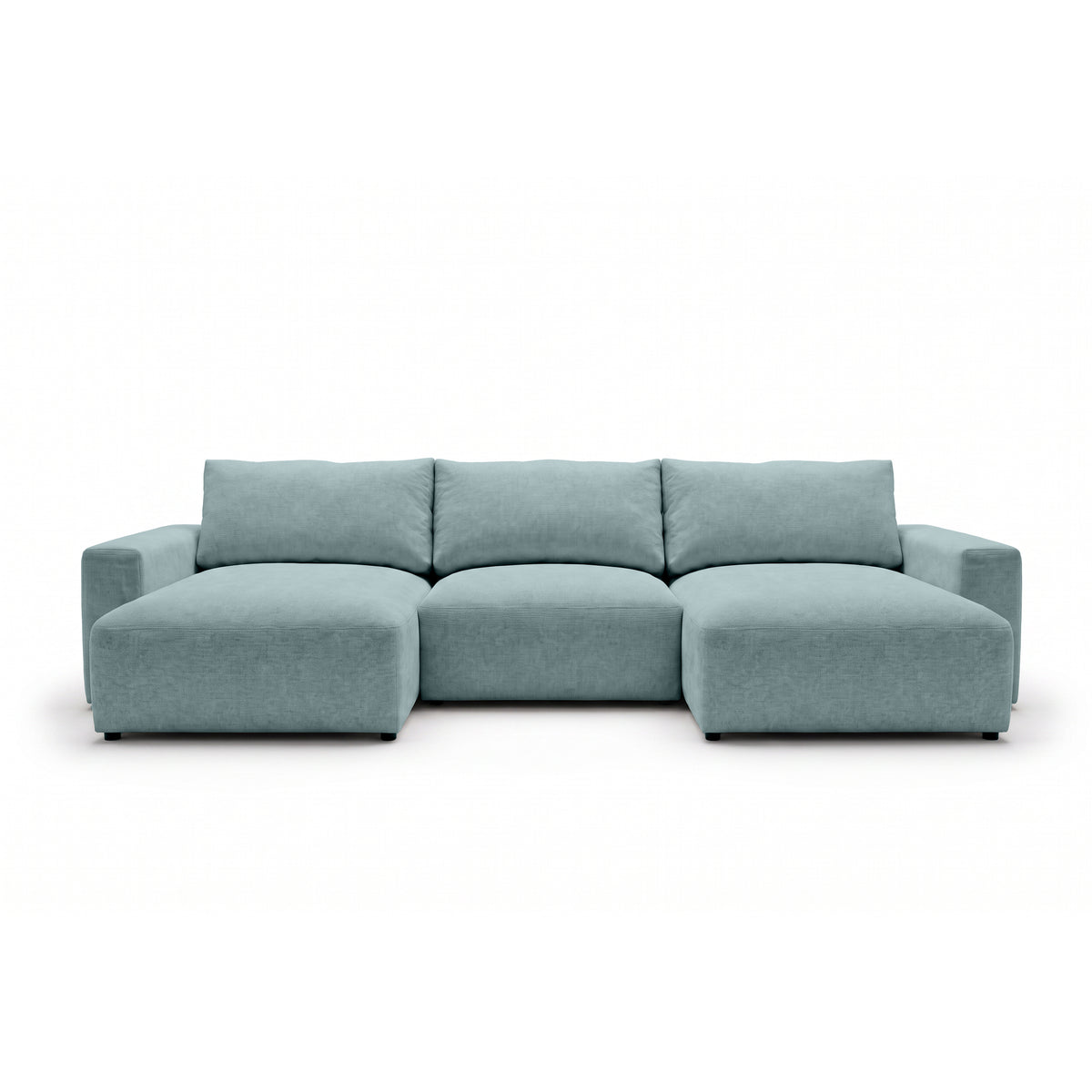Modulær U-sofa Iskeli 361 cm Isazur (ARAGON 70) set forfra – sofa med to chaiselonger i Aragon-stof
