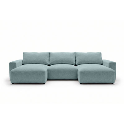 Modulær U-sofa Iskeli 361 cm Isazur (ARAGON 70) set forfra – sofa med to chaiselonger i Aragon-stof