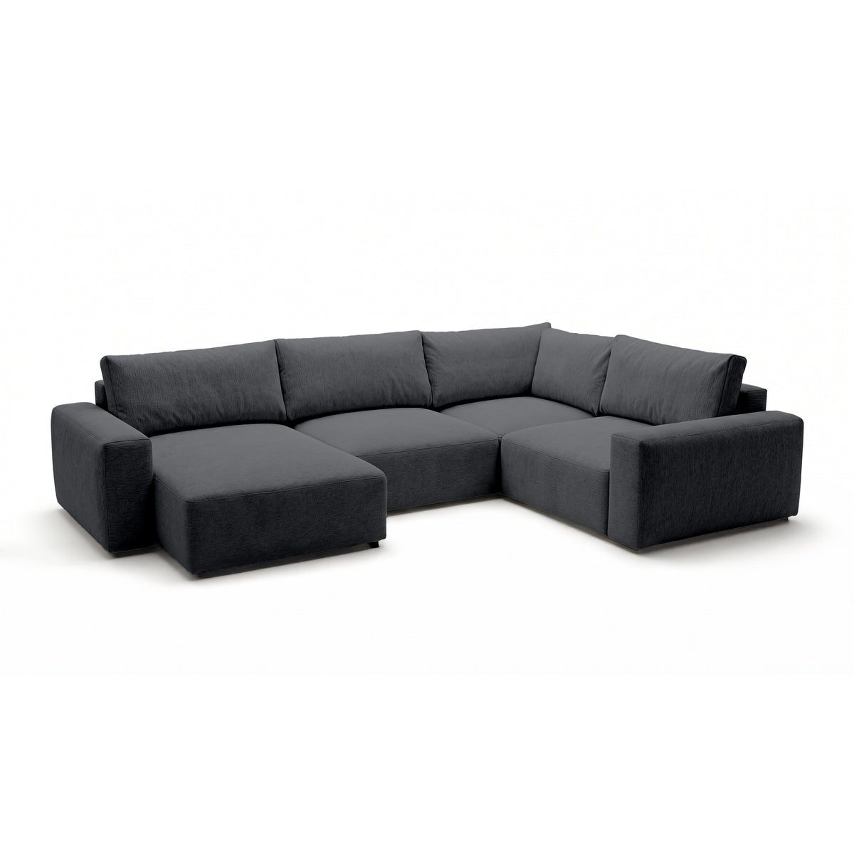 Modulær UL-hjørnesofa Iskeli Plus 341 cm Mørk Aske (ARAGON 93) venstrevendt skråt – stor hjørnesofa i stoffet Aragon