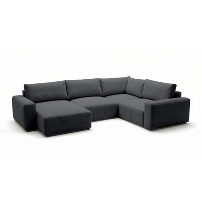 Modulær UL-hjørnesofa Iskeli Plus 341 cm Mørk Aske (ARAGON 93) venstrevendt skråt – stor hjørnesofa i stoffet Aragon