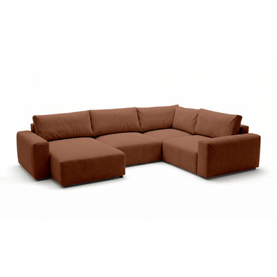 Modulær UL-hjørnesofa Iskeli Plus 341 cm Kanelmat (ARAGON 56) venstrevendt skråt – stor hjørnesofa i stoffet Aragon