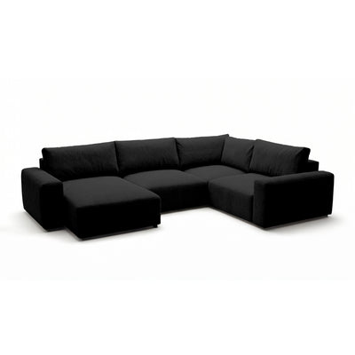 Modulær UL-hjørnesofa Iskeli Plus 341 cm Ravnedybde (ARAGON 99) venstrevendt skråt – stor hjørnesofa i stoffet Aragon