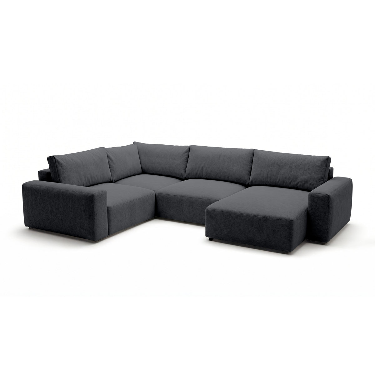 Modulær UL-hjørnesofa Iskeli Plus 341 cm Mørk Aske (ARAGON 93) højrevendt skråt – stor hjørnesofa i stoffet Aragon