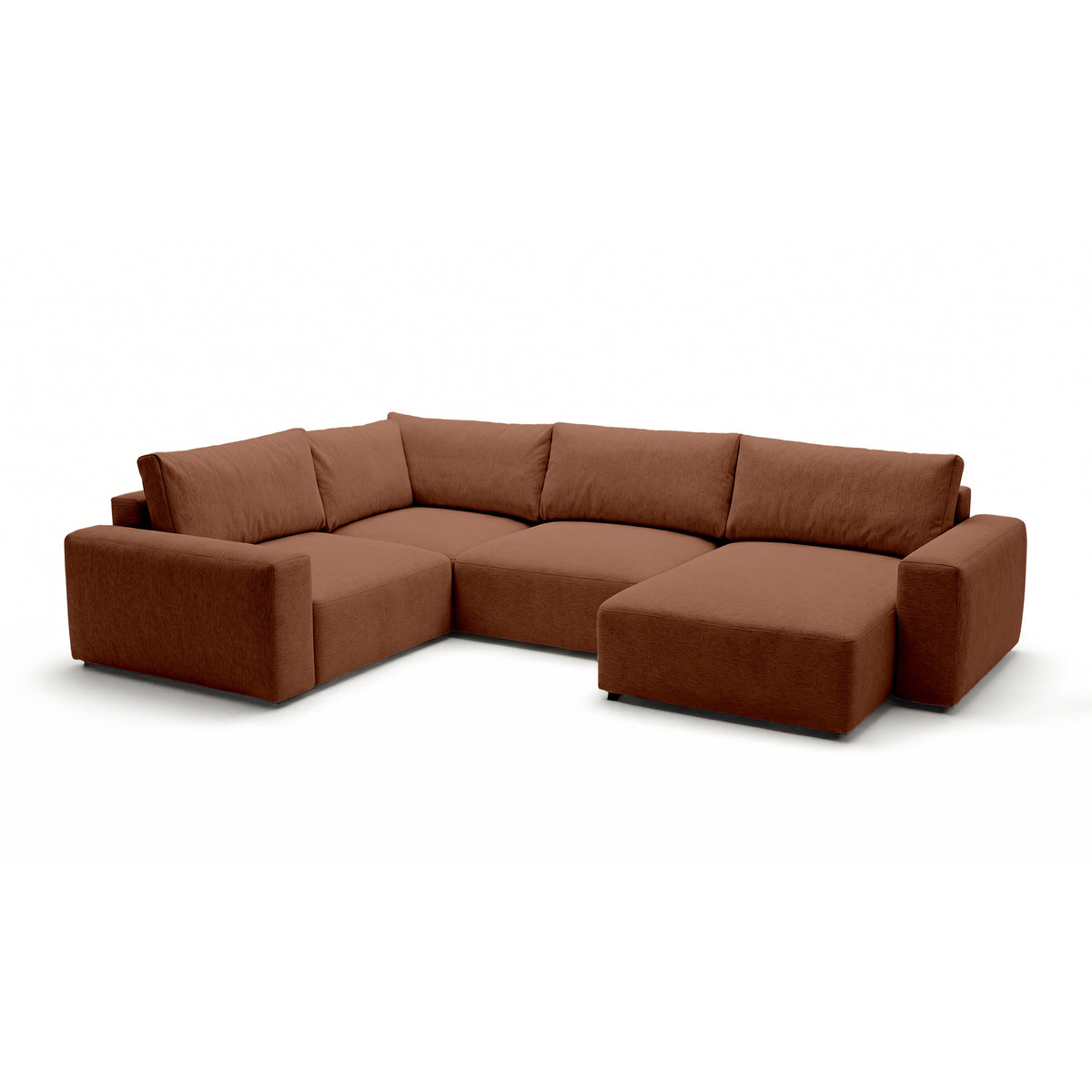 Modulær UL-hjørnesofa Iskeli Plus 341 cm Kanelmat (ARAGON 56) højrevendt skråt – stor hjørnesofa i stoffet Aragon