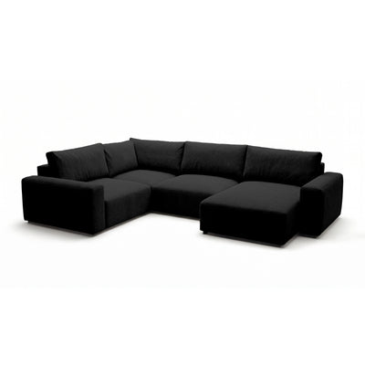Modulær UL-hjørnesofa Iskeli Plus 341 cm Ravnedybde (ARAGON 99) højrevendt skråt – stor hjørnesofa i stoffet Aragon
