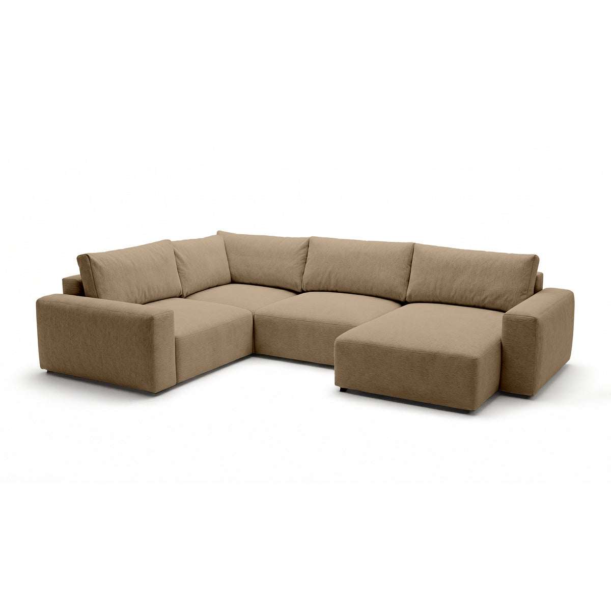 Modulær UL-hjørnesofa Iskeli Plus 341 cm Valnøddebeige (ARAGON 14) højrevendt skråt – stor hjørnesofa i stoffet Aragon
