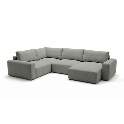 Modulær UL-hjørnesofa Iskeli Plus 341 cm Ståltone (ARAGON 83) højrevendt skråt – stor hjørnesofa i stoffet Aragon