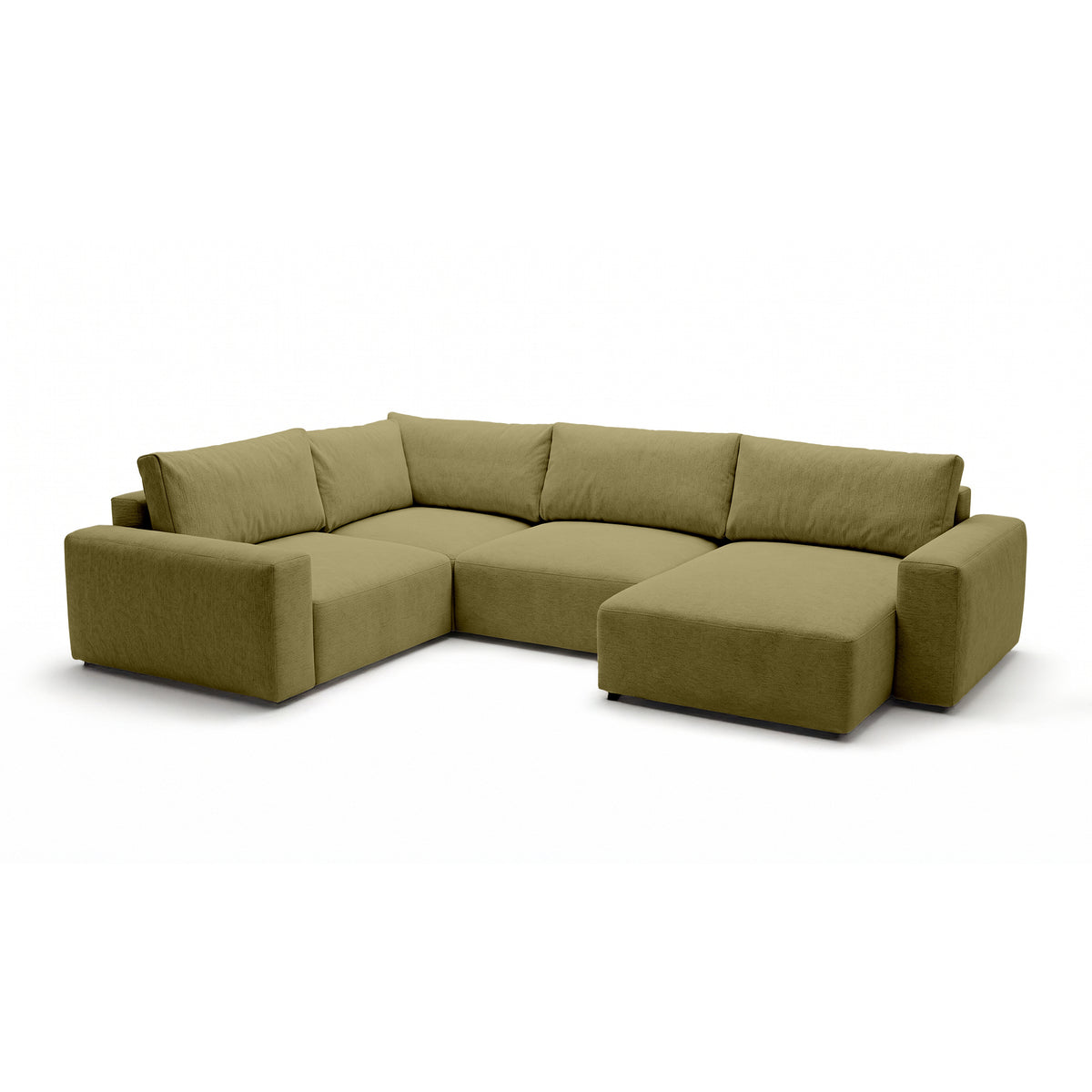 Modulær UL-hjørnesofa Iskeli Plus 341 cm Gyldent Hør (ARAGON 35) højrevendt skråt – stor hjørnesofa i stoffet Aragon
